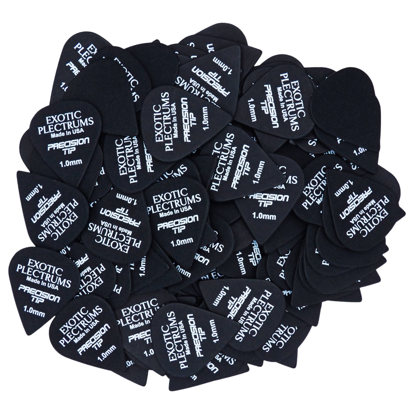 Exotic Plectrums Delrin Black Guitar Or Bass Pick - 1.0 mm Heavy Gauge - Premium Made In USA - Extra Sharp 351 Precision Tip Shape
