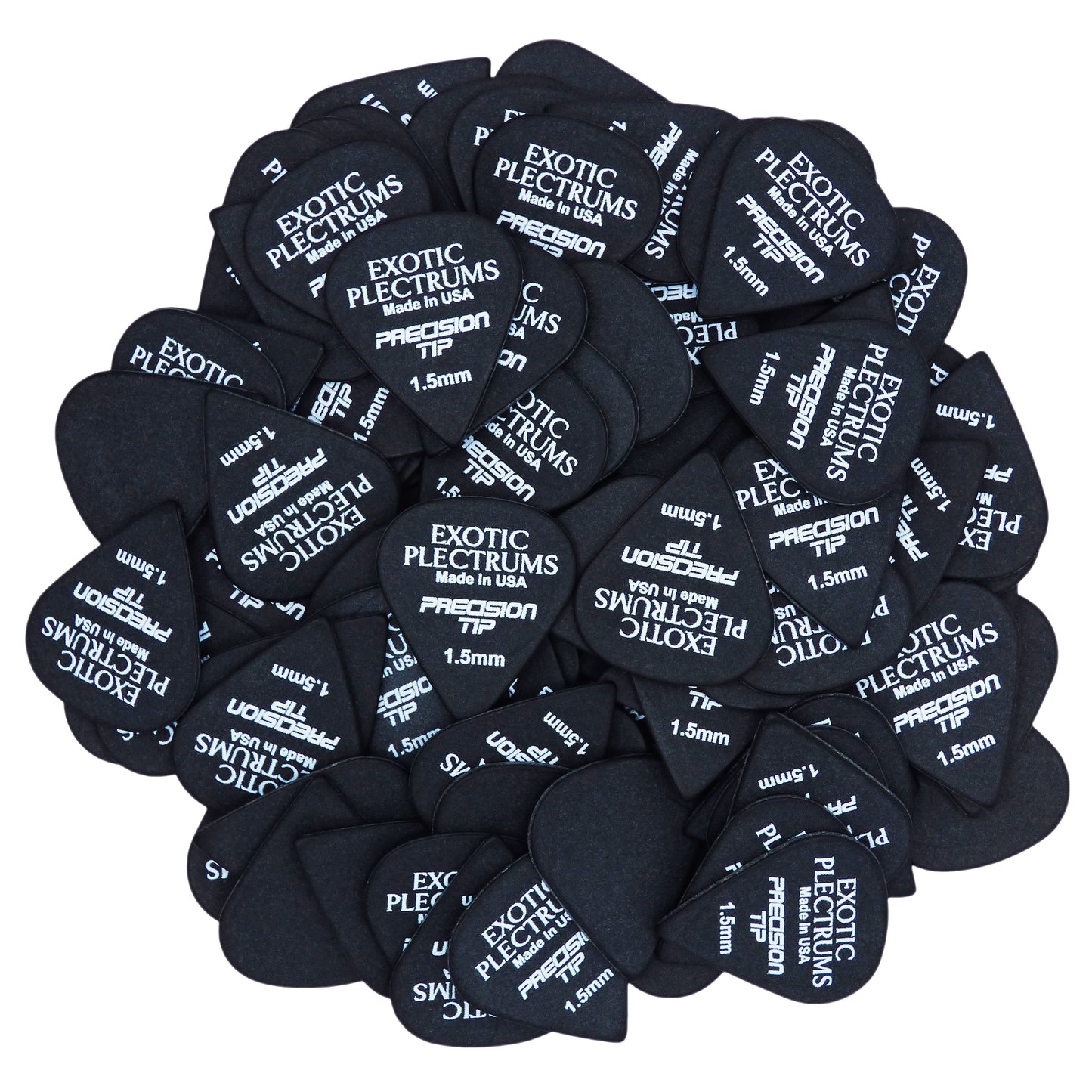 Exotic Plectrums Delrin Black Guitar Or Bass Pick - 1.5 mm Ultra Heavy Gauge - Premium Made In USA - Extra Sharp 351 Precision Tip Shape