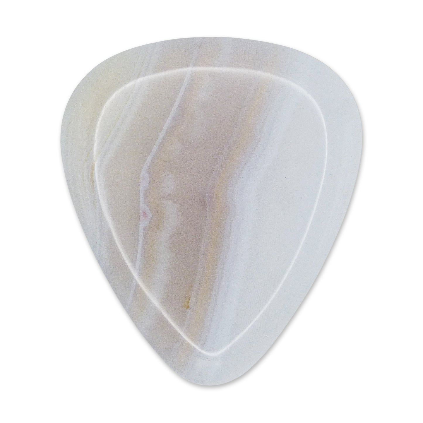 White Lace Agate Stone Guitar Or Bass Pick - 3.0 mm Ultra Heavy Gauge - 351 Shape - Specialty Handmade Gemstone Exotic Plectrum