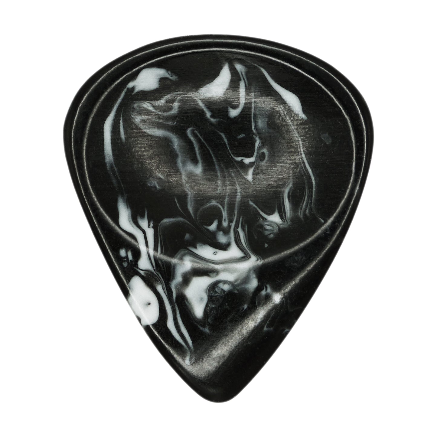 Black With White Swirls Resin Guitar Or Bass Pick - 3.0 mm Ultra Heavy Gauge - 351 Groove Shape - Polished Finish Hand Poured And Handmade Specialty Exotic Plectrum