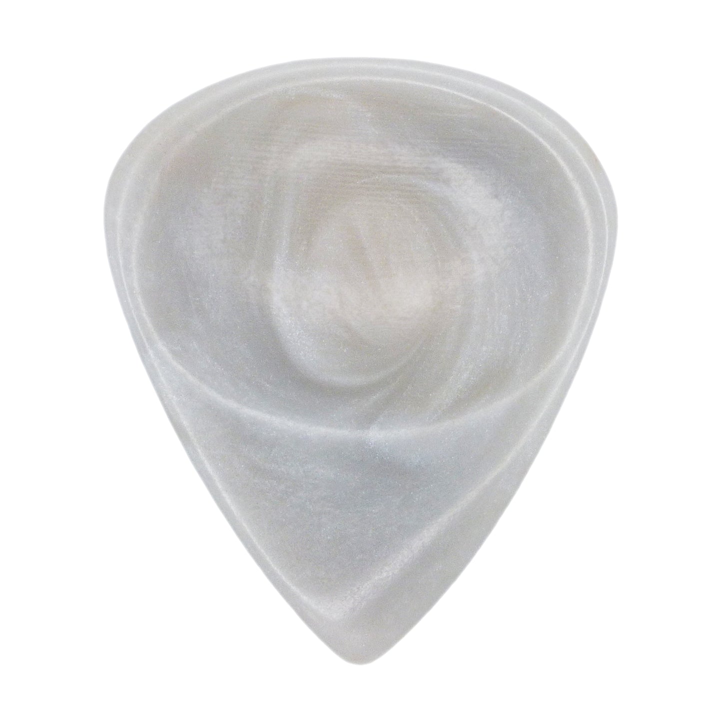 Grey With White Swirls Resin Guitar Or Bass Pick - 3.0 mm Ultra Heavy Gauge - 351 Groove Shape - Polished Finish Hand Poured And Handmade Specialty Exotic Plectrum