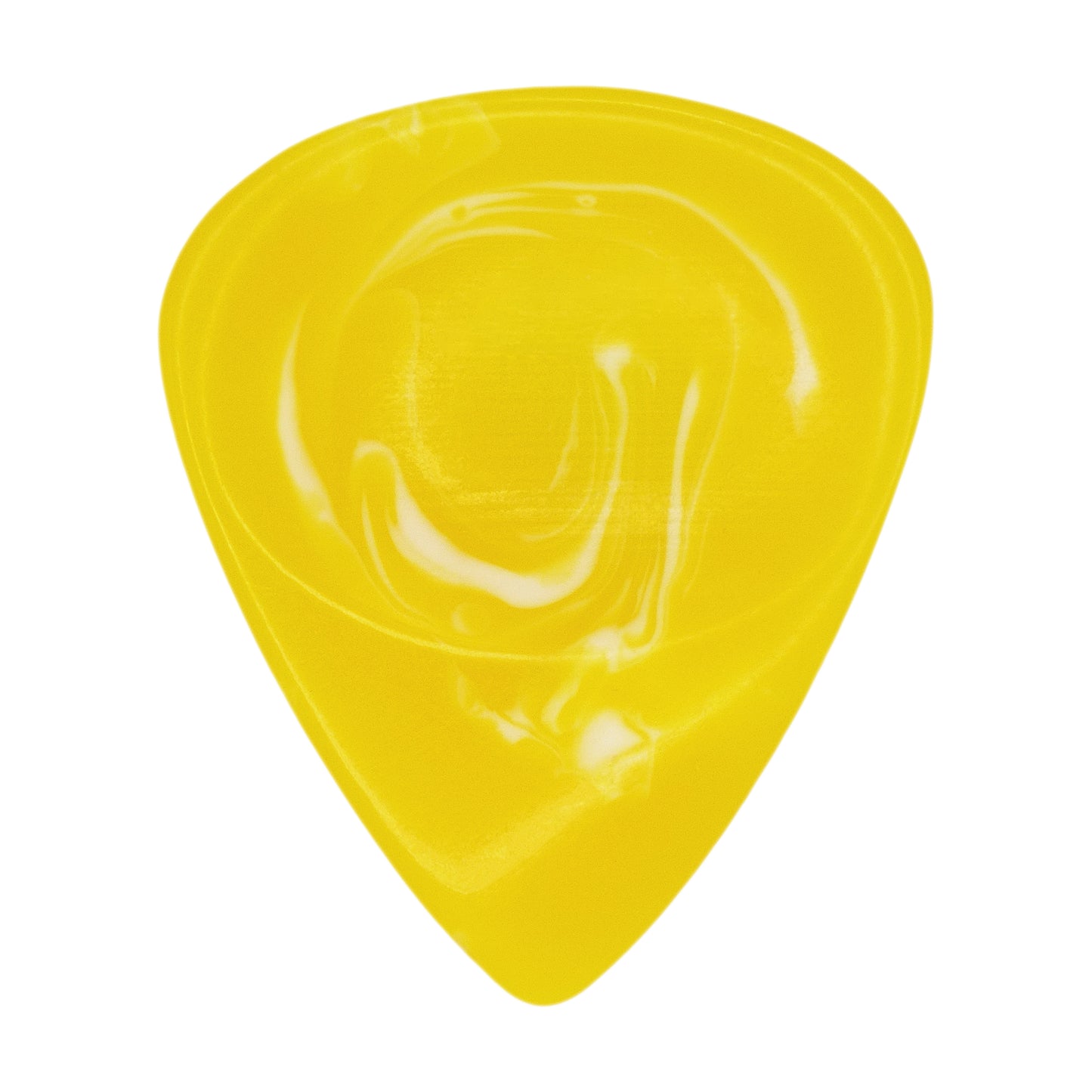 Yellow With White Swirls Resin Guitar Or Bass Pick - 3.0 mm Ultra Heavy Gauge - 351 Groove Shape - Polished Finish Hand Poured And Handmade Specialty Exotic Plectrum