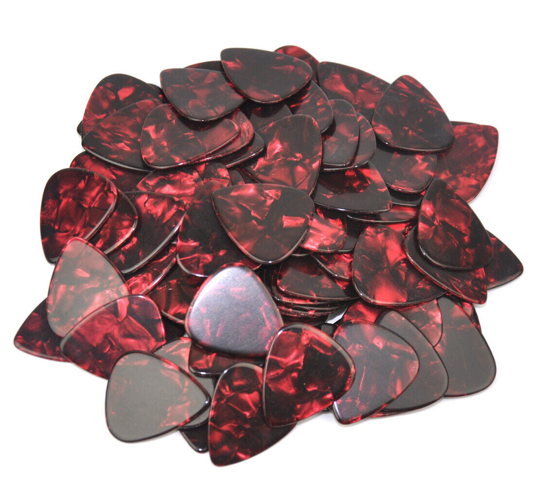 Celluloid Red Pearl Guitar Or Bass Pick - 0.46 mm Light Gauge - 351 Shape