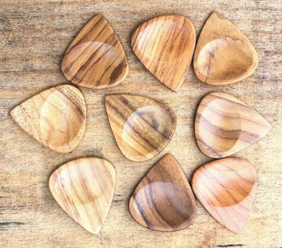 Teak Wood Guitar Or Bass Pick - 3.0 mm Ultra Heavy Gauge - 351 Groove Shape - Natural Finish Handmade Specialty Exotic Plectrum