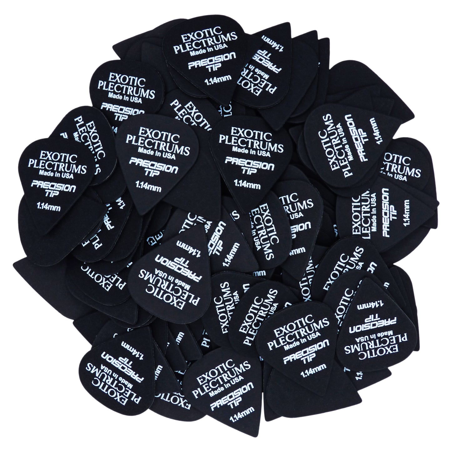 Exotic Plectrums Delrin Black Guitar Or Bass Pick - 1.14 mm Extra Heavy Gauge - Premium Made In USA - Extra Sharp 351 Precision Tip Shape