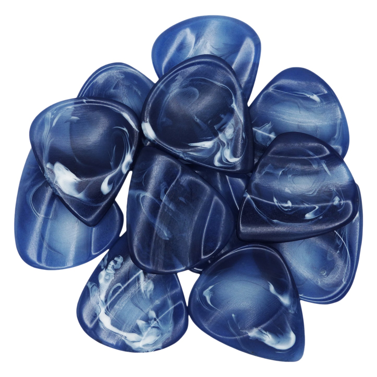 Dark Blue With White Swirls Resin Guitar Or Bass Pick - 3.0 mm Ultra Heavy Gauge - 351 Groove Shape - Polished Finish Hand Poured And Handmade Specialty Exotic Plectrum