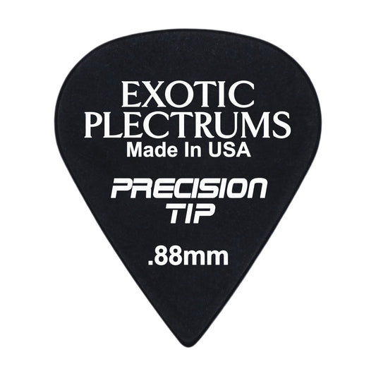 Exotic Plectrums Delrin Black Guitar Or Bass Pick - 0.88 mm Medium Heavy Gauge - Premium Made In USA - Extra Sharp 351 Precision Tip Shape
