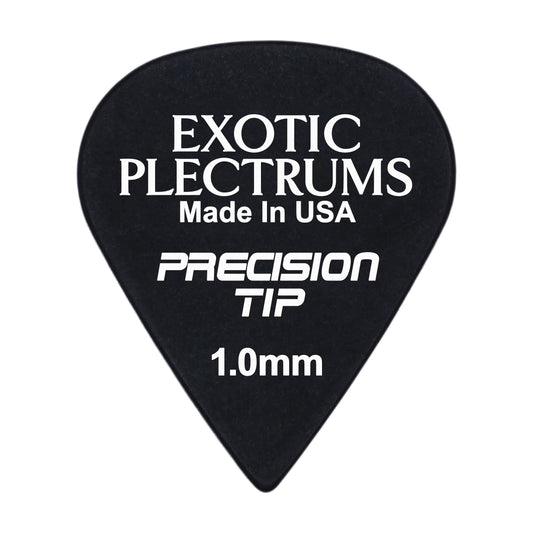 Exotic Plectrums Delrin Black Guitar Or Bass Pick - 1.0 mm Heavy Gauge - Premium Made In USA - Extra Sharp 351 Precision Tip Shape