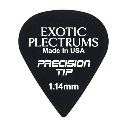 Exotic Plectrums Delrin Black Guitar Or Bass Pick - 1.14 mm Extra Heavy Gauge - Premium Made In USA - Extra Sharp 351 Precision Tip Shape