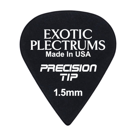 Exotic Plectrums Delrin Black Guitar Or Bass Pick - 1.5 mm Ultra Heavy Gauge - Premium Made In USA - Extra Sharp 351 Precision Tip Shape