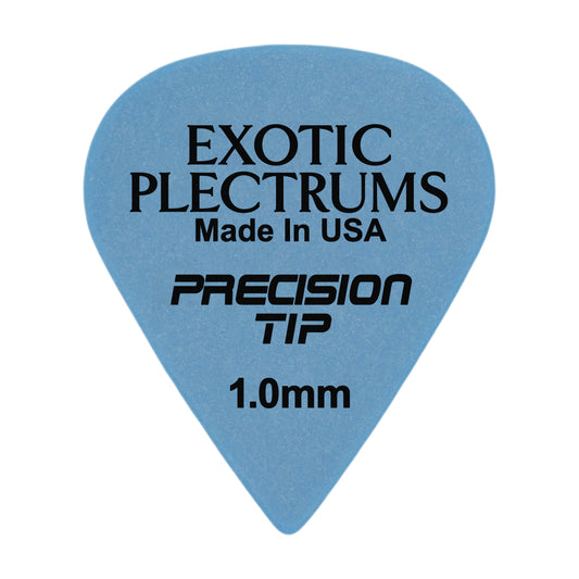 Exotic Plectrums Delrin Blue Guitar Or Bass Pick - 1.0 mm Heavy Gauge - Premium Made In USA - Extra Sharp 351 Precision Tip Shape