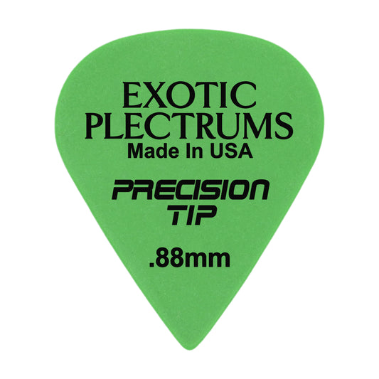 Exotic Plectrums Delrin Green Guitar Or Bass Pick - 0.88 mm Medium Heavy Gauge - Premium Made In USA - Extra Sharp 351 Precision Tip Shape