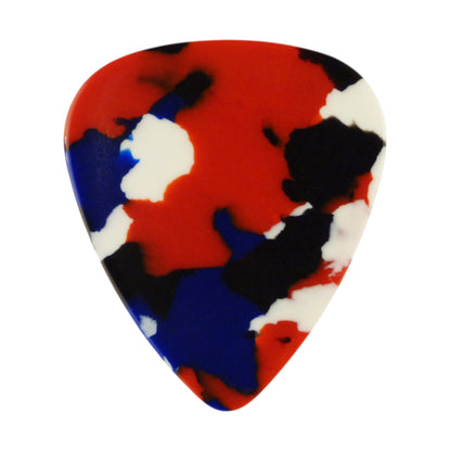 Celluloid Red, White, & Blue Mosaic Guitar Or Bass Pick - 0.71 mm Medium Gauge - 351 Shape