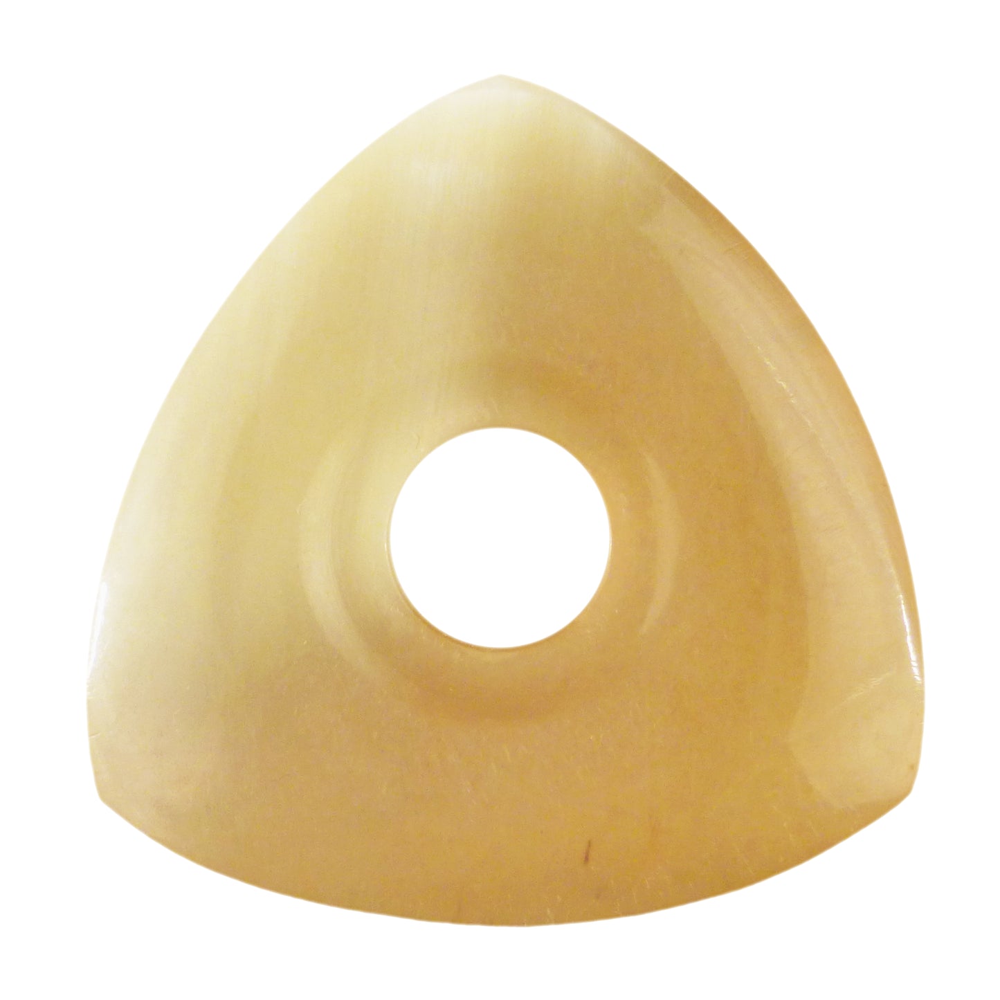 White Buffalo Horn Guitar Or Bass Pick - 4.0 mm Ultra Heavy Gauge - 346 Contoured Triangle With Grip Hole Shape - Polished Finish Handmade Specialty Exotic Plectrum