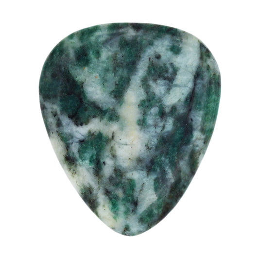 Qinghai Kunlun Jade Stone Guitar Or Bass Pick - 3.0 mm Ultra Heavy Gauge - 351 Shape - Specialty Handmade Gemstone Exotic Plectrum