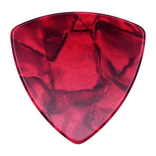 Celluloid Red Pearl Guitar Or Bass Pick - 0.71 mm Medium Gauge - 346 Rounded Triangle Shape