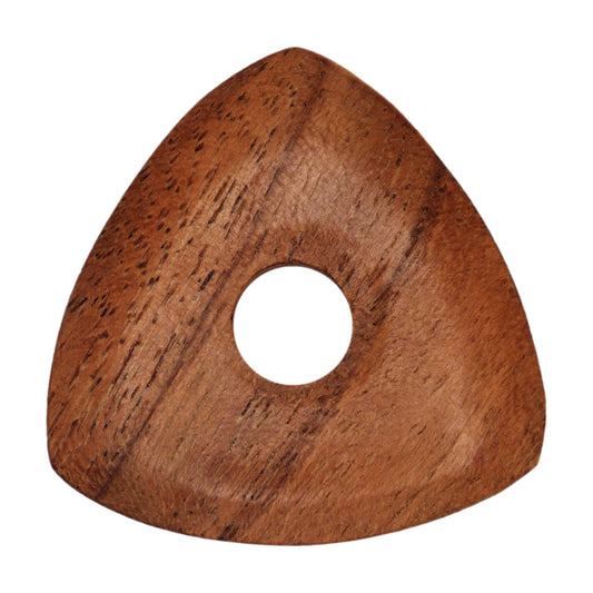 Acacia Wood Guitar Or Bass Pick - 4.0 mm Ultra Heavy Gauge - 346 Contoured Triangle With Grip Hole - Natural Finish Handmade Specialty Exotic Plectrum