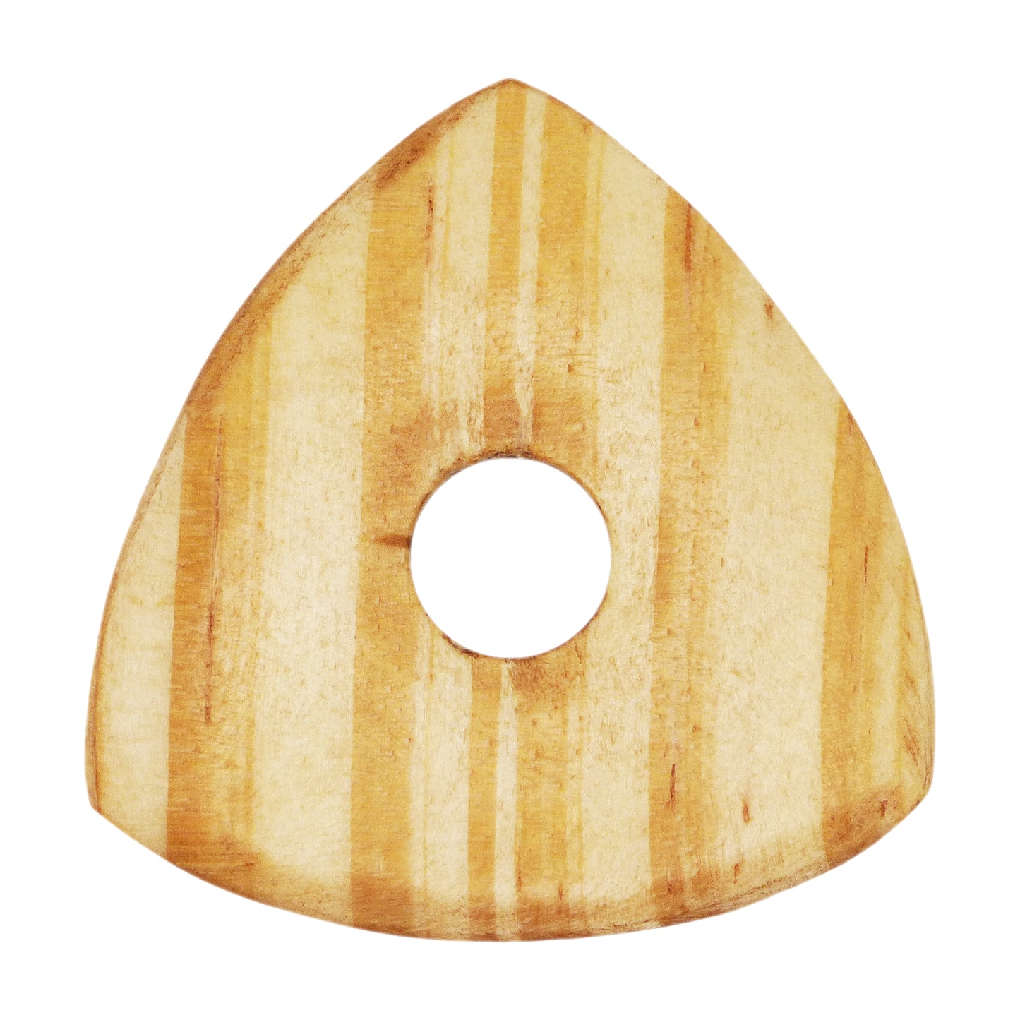 Cedar Wood Guitar Or Bass Pick - 4.0 mm Ultra Heavy Gauge - 346 Contoured Triangle With Grip Hole Shape - Natural Finish Handmade Specialty Exotic Plectrum