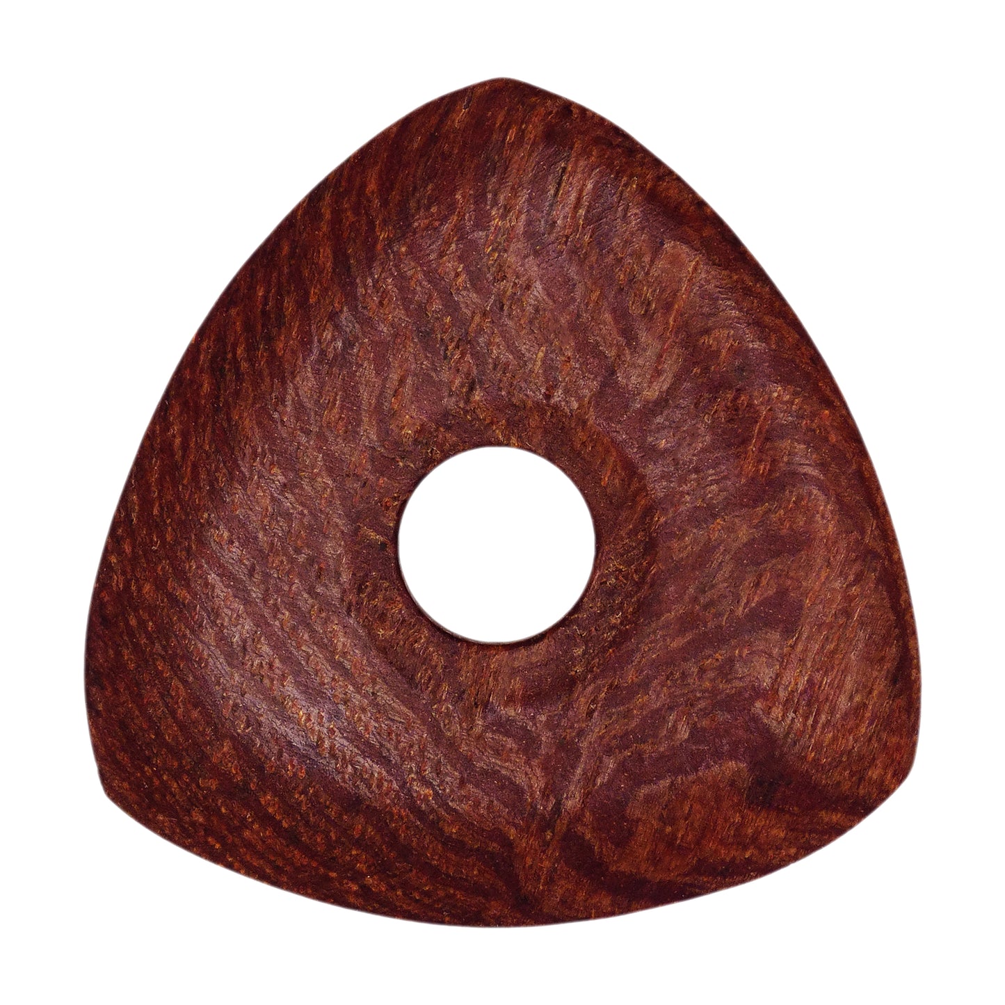 Mahogany Wood Guitar Or Bass Pick - 4.0 mm Ultra Heavy Gauge - 346 Contoured Triangle With Grip Hole Shape - Natural Finish Handmade Specialty Exotic Plectrum