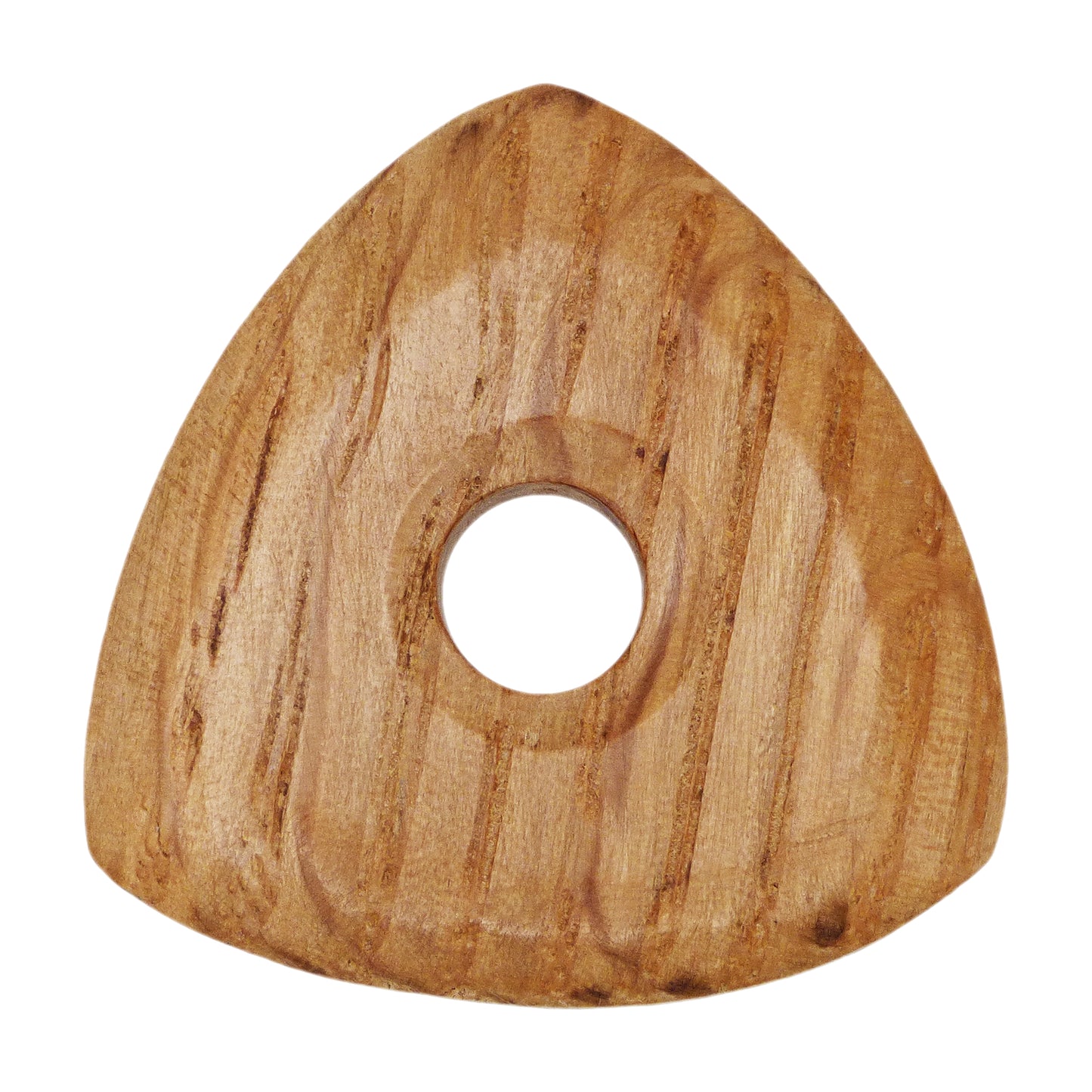 Oak Wood Guitar Or Bass Pick - 4.0 mm Ultra Heavy Gauge - 346 Contoured Triangle With Grip Hole Shape - Natural Finish Handmade Specialty Exotic Plectrum