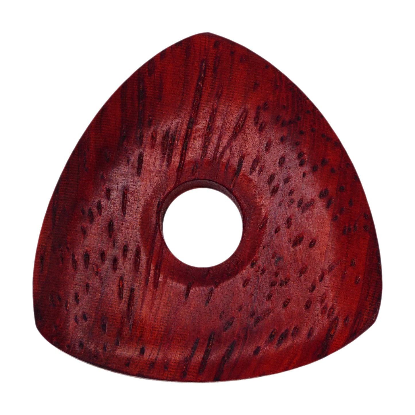 Padauk Wood Guitar Or Bass Pick - 4.0 mm Ultra Heavy Gauge - 346 Contoured Triangle With Grip Hole Shape - Natural Finish Handmade Specialty Exotic Plectrum