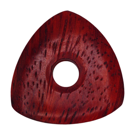 Padauk Wood Guitar Or Bass Pick - 4.0 mm Ultra Heavy Gauge - 346 Contoured Triangle With Grip Hole Shape - Natural Finish Handmade Specialty Exotic Plectrum