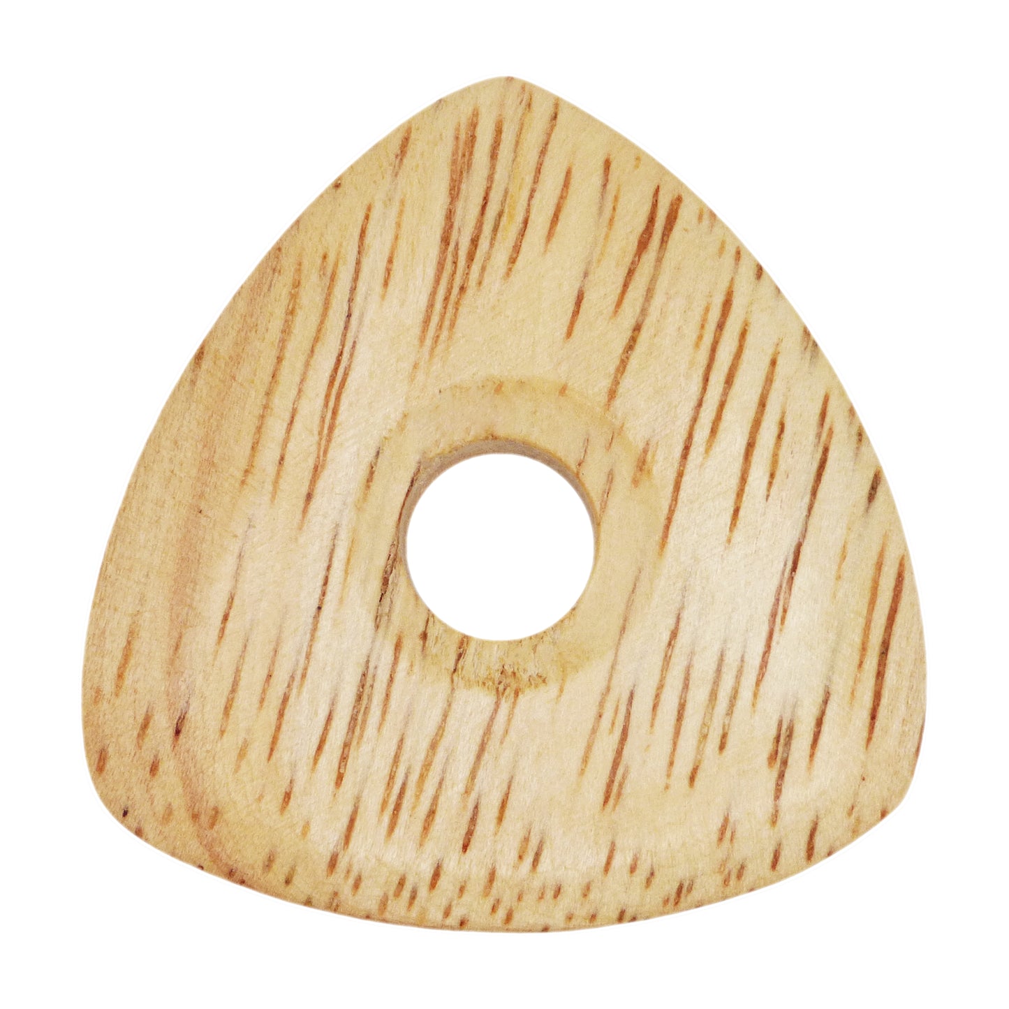 Rubber Wood Guitar Or Bass Pick - 4.0 mm Ultra Heavy Gauge - 346 Contoured Triangle With Grip Hole Shape - Natural Finish Handmade Specialty Exotic Plectrum