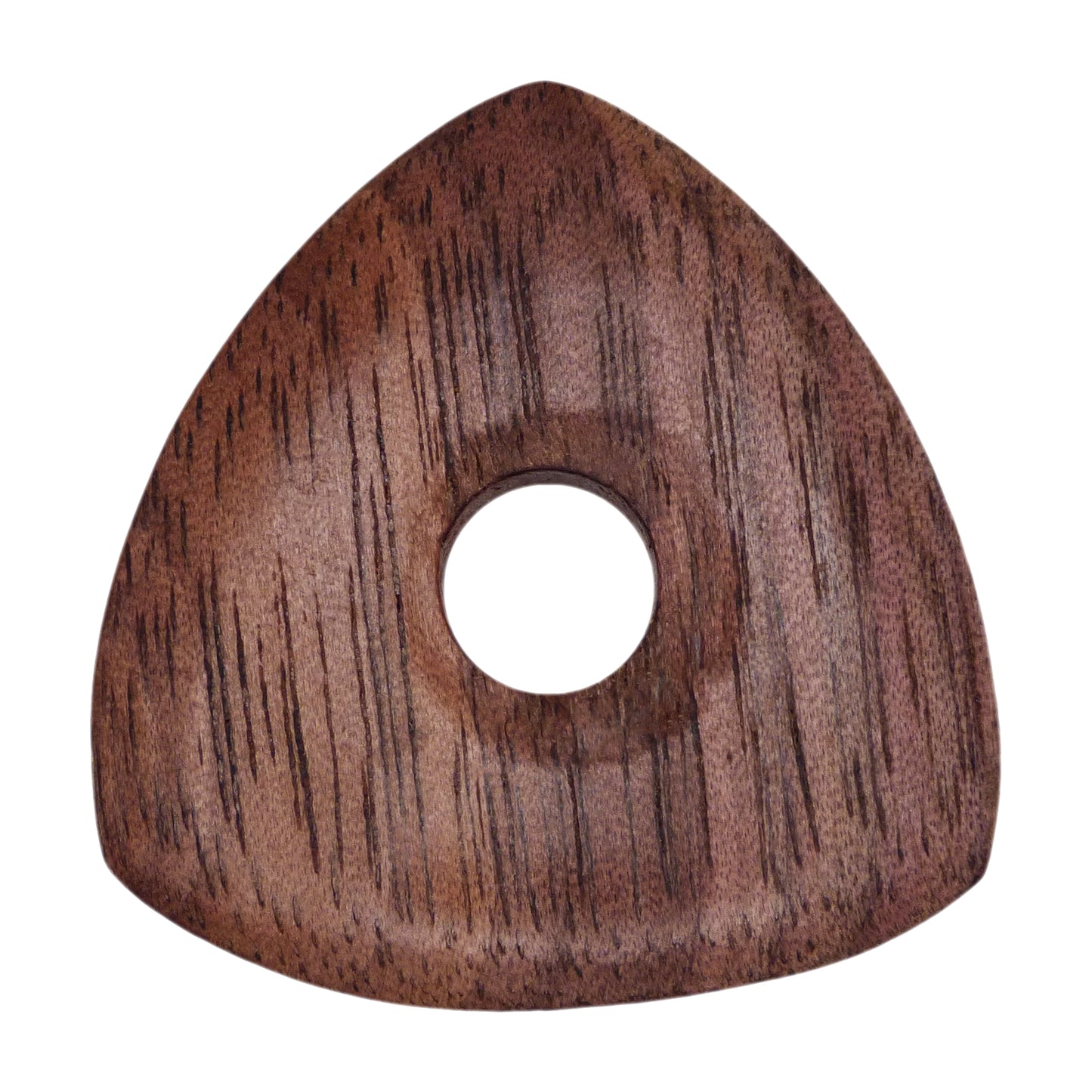 Walnut Wood Guitar Or Bass Pick - 4.0 mm Ultra Heavy Gauge - 346 Contoured Triangle With Grip Hole Shape - Natural Finish Handmade Specialty Exotic Plectrum