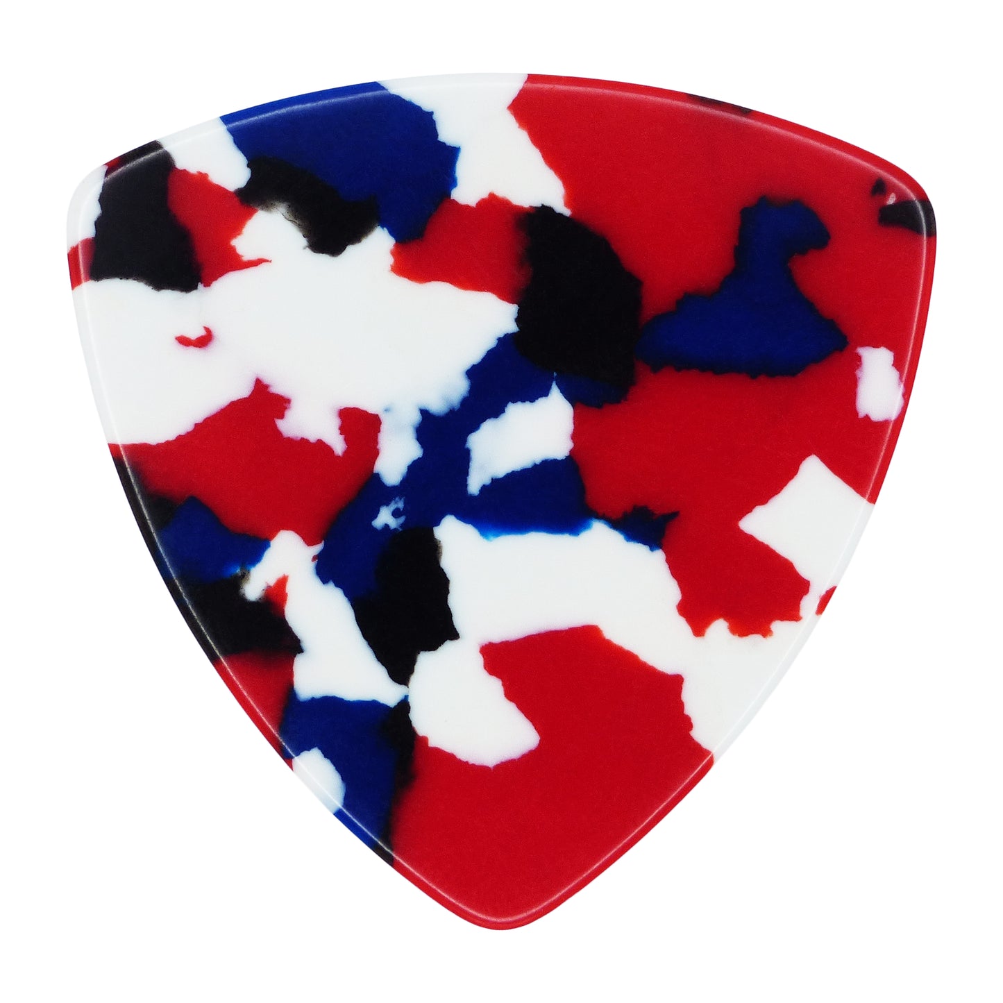 Celluloid Red, White, & Blue Mosaic Guitar Or Bass Pick - 0.46 mm Light Gauge - 346 Rounded Triangle Shape