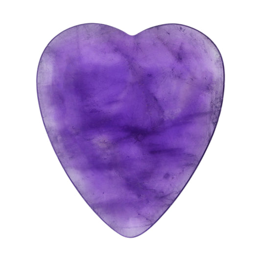 Amethyst Stone Guitar Or Bass Pick - 3.0 mm Ultra Heavy Gauge - 323 Heart Shape - Specialty Handmade Gemstone Exotic Plectrum