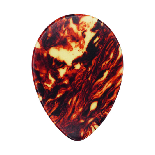 Celluloid Brown Tortoise Guitar Or Bass Pick - 0.46 mm Light Gauge - Premium Made In USA - 354 Medium Teardrop Shape