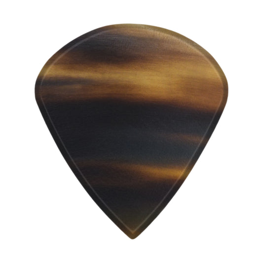 Black And White Buffalo Horn Guitar Or Bass Pick - 1.5 mm Ultra Heavy Gauge - Jazz XL Shape - Polished Finish Handmade Specialty Exotic Plectrum