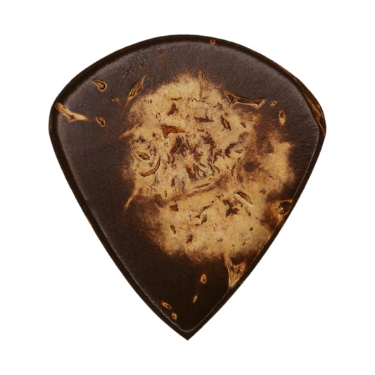 Coconut Palm Shell Guitar Or Bass Pick - 1.5 mm Ultra Heavy Gauge - Jazz Shape - Natural Finish Handmade Specialty Exotic Plectrum