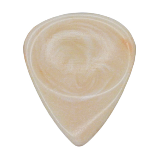 Cream With White Swirls Resin Guitar Or Bass Pick - 3.0 mm Ultra Heavy Gauge - 351 Groove Shape - Polished Finish Hand Poured And Handmade Specialty Exotic Plectrum