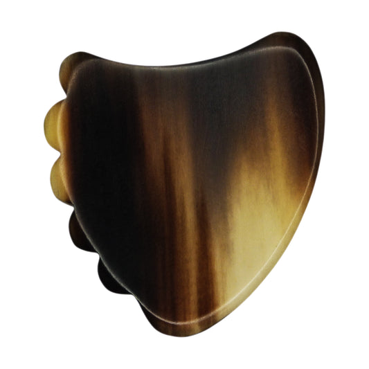 Black And White Buffalo Horn Guitar Or Bass Pick - 1.5 mm Ultra Heavy Gauge - 390 Shark Fin Shape - Polished Finish Handmade Specialty Exotic Plectrum