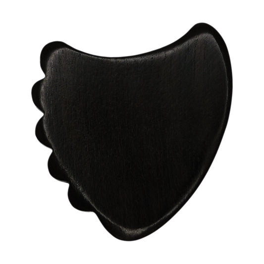 Ebony Wood Guitar Or Bass Pick - 1.5 mm Ultra Heavy Gauge - 390 Shark Fin Shape - Natural Finish Handmade Specialty Exotic Plectrum