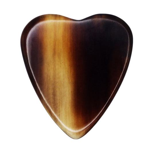 Black And White Buffalo Horn Guitar Or Bass Pick - 1.5 mm Ultra Heavy Gauge - 323 Heart Shape - Polished Finish Handmade Specialty Exotic Plectrum
