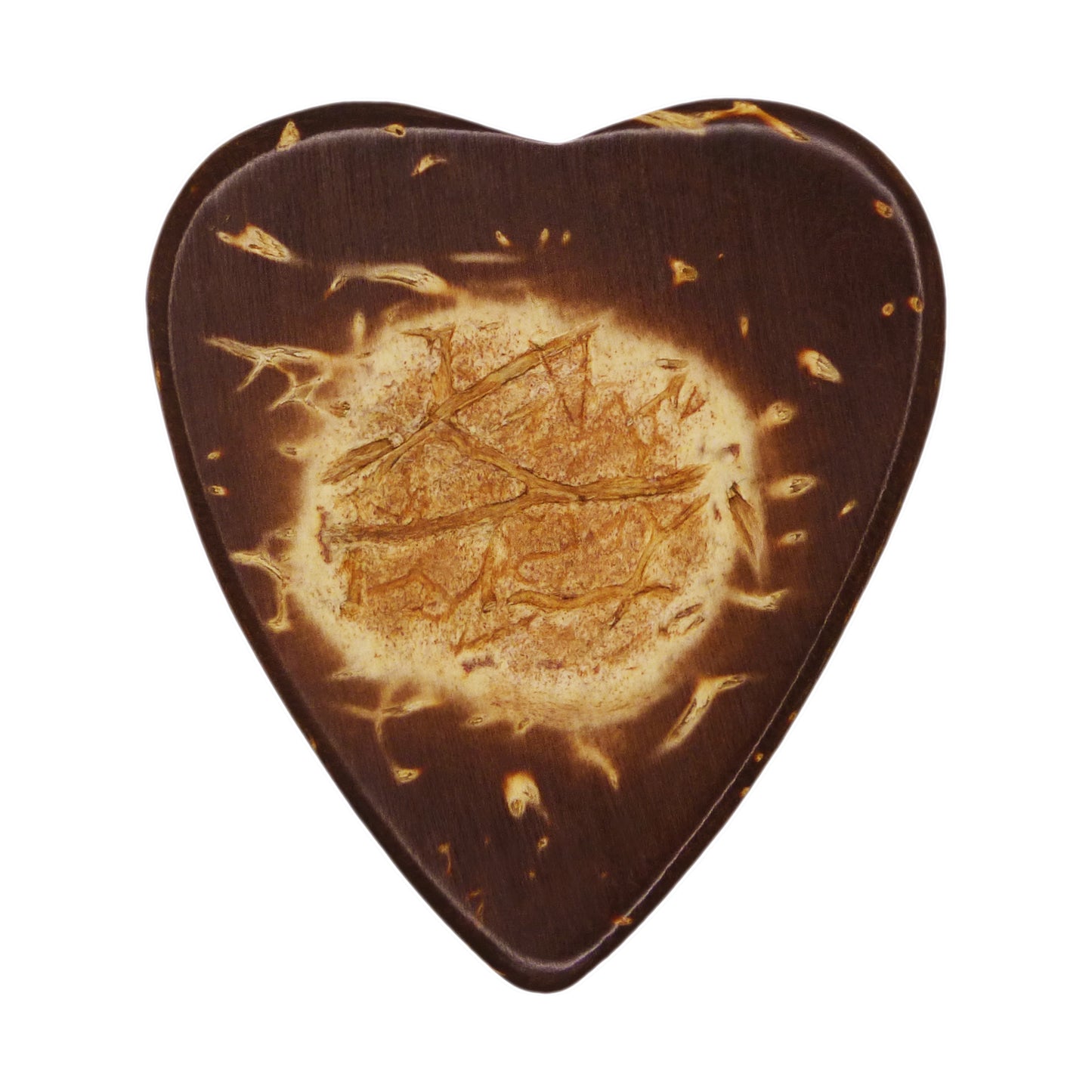 Coconut Palm Shell Guitar Or Bass Pick - 1.5 mm Ultra Heavy Gauge - 323 Heart Shape - Natural Finish Handmade Specialty Exotic Plectrum
