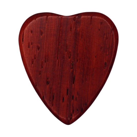 Padauk Wood Guitar Or Bass Pick - 1.5 mm Ultra Heavy Gauge - 323 Heart Shape - Natural Finish Handmade Specialty Exotic Plectrum