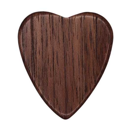 Walnut Wood Guitar Or Bass Pick - 1.5 mm Ultra Heavy Gauge - 323 Heart Shape - Natural Finish Handmade Specialty Exotic Plectrum