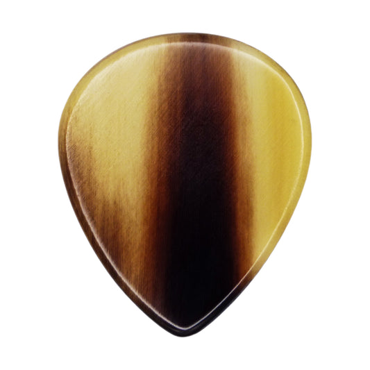 Black And White Buffalo Horn Guitar Or Bass Pick - 1.5 mm Ultra Heavy Gauge - 347 Large Teardrop Shape - Polished Finish Handmade Specialty Exotic Plectrum