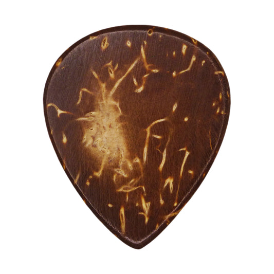 Coconut Palm Shell Guitar Or Bass Pick - 1.5 mm Ultra Heavy Gauge - 347 Large Teardrop Shape - Natural Finish Handmade Specialty Exotic Plectrum