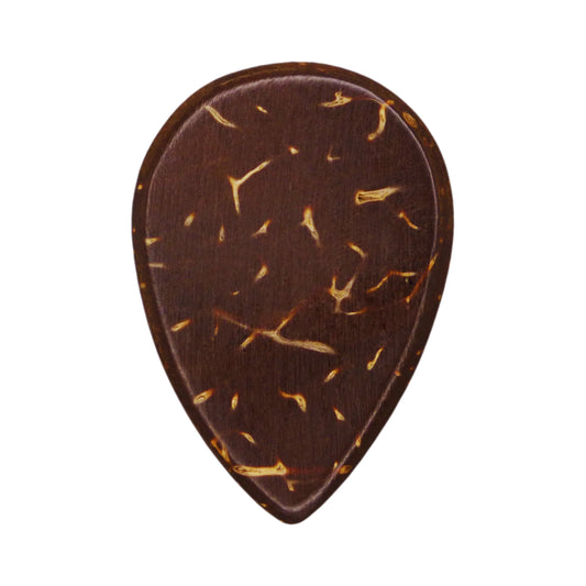 Coconut Palm Shell Guitar Or Bass Pick - 1.5 mm Ultra Heavy Gauge - 358 Small Teardrop Shape - Natural Finish Handmade Specialty Exotic Plectrum