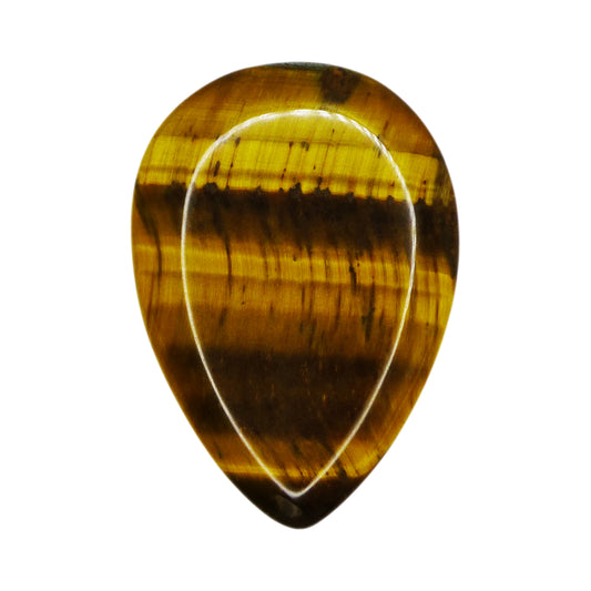 Yellow Tiger's Eye Stone Guitar Or Bass Pick - 3.0 mm Ultra Heavy Gauge - 358 Small Teardrop Shape - Specialty Handmade Gemstone Exotic Plectrum