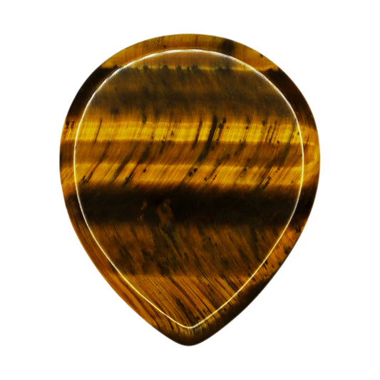 Yellow Tiger's Eye Stone Guitar Or Bass Pick - 3.0 mm Ultra Heavy Gauge - 347 Large Teardrop Shape - Specialty Handmade Gemstone Exotic Plectrum