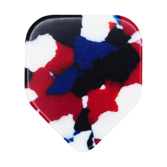 Celluloid Red, White, & Blue Mosaic Guitar Or Bass Pick - 0.96 mm Heavy Gauge - 330 Medium Home Plate Shape