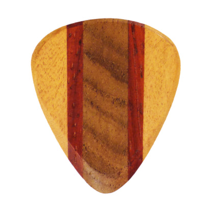 Maple, Padauk, & Teak Wood Guitar Or Bass Pick - 3.0 mm Ultra Heavy Gauge - 351 Wedge Shape - Natural Finish Handmade Specialty Exotic Plectrum