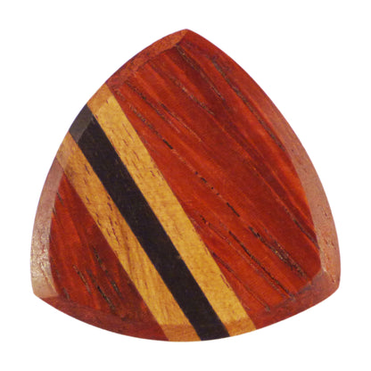 Padauk, Teak, & Ebony Wood Guitar Or Bass Pick - 3.0 mm Ultra Heavy Gauge - 346 Wedge Triangle Shape - Natural Finish Handmade Specialty Exotic Plectrum