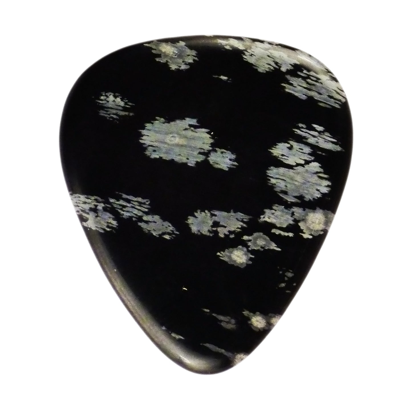 Snowflake Obsidian Volcanic Glass Stone Guitar Pick - 3.0 mm Ultra Heavy Gauge - 351 Shape - Specialty Handmade Exotic Gemstone Plectrum