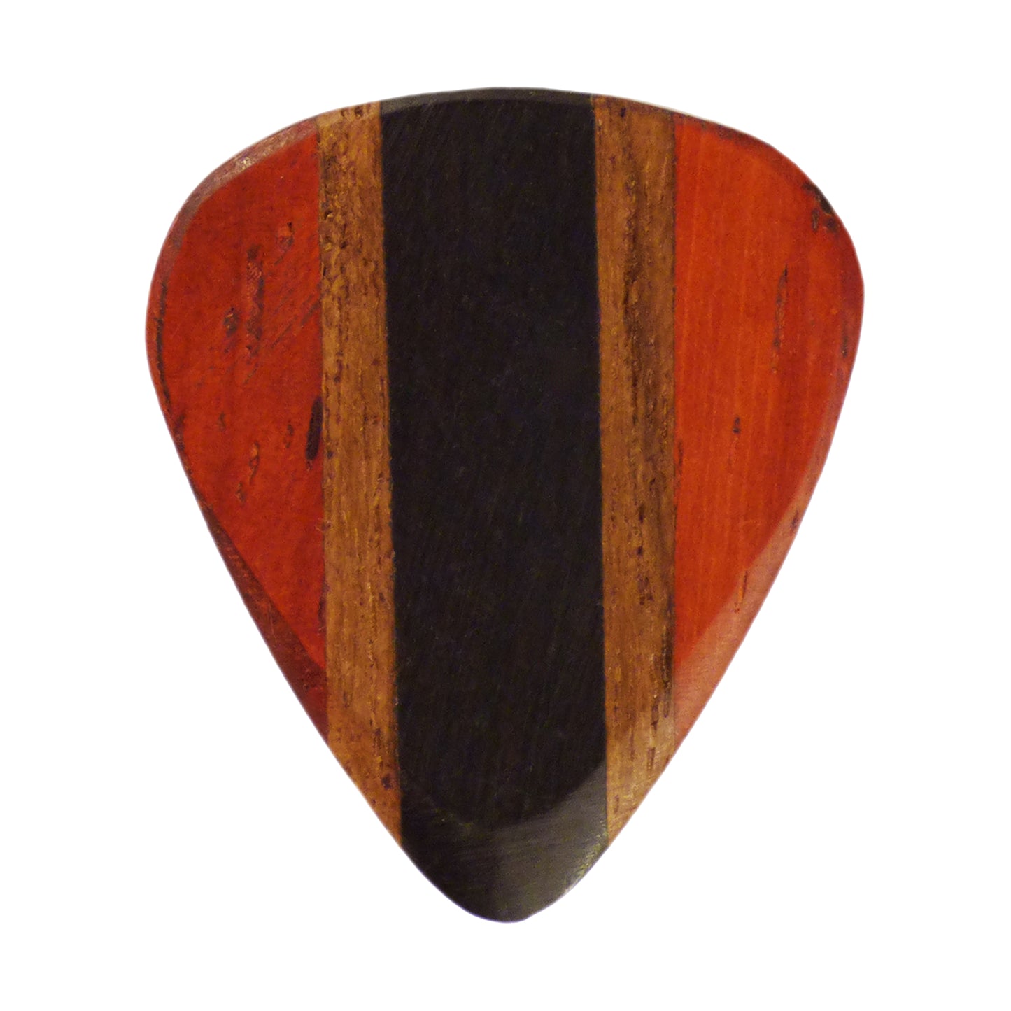 Padauk, Teak, & Ebony Wood Guitar Or Bass Pick - 3.0 mm Ultra Heavy Gauge - 351 Wedge Shape - Natural Finish Handmade Specialty Exotic Plectrum